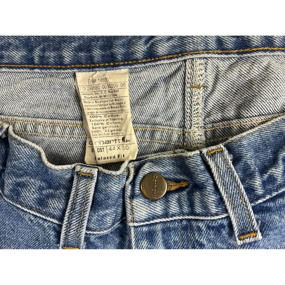 Carhartt Relaxed Fit Jeans Mens 44x30 (fits 42x26) Blue Medium Wash B13 DST